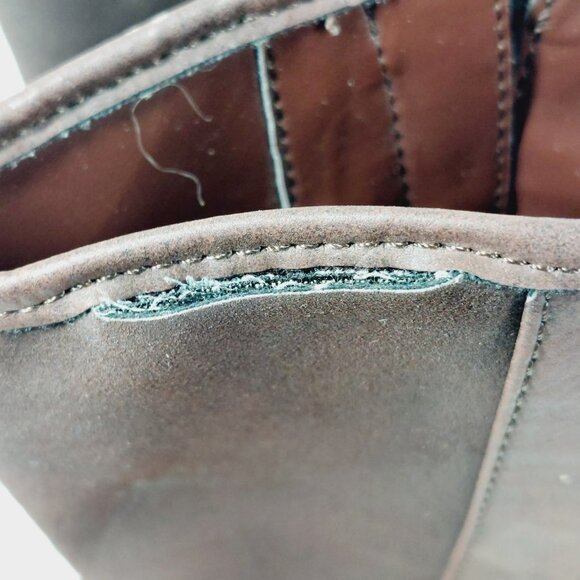 Chaps Gari Brown Leather Slip On Buckle Detail Side Zipper Mid-Shaft Boots D208 - Picture 11 of 12